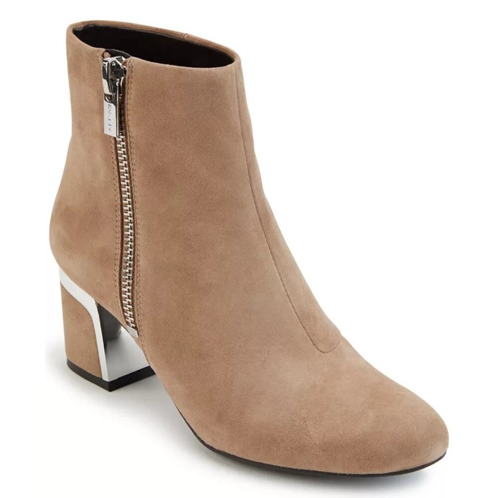 DKNY Tan Ankle Boots with Silver Accents